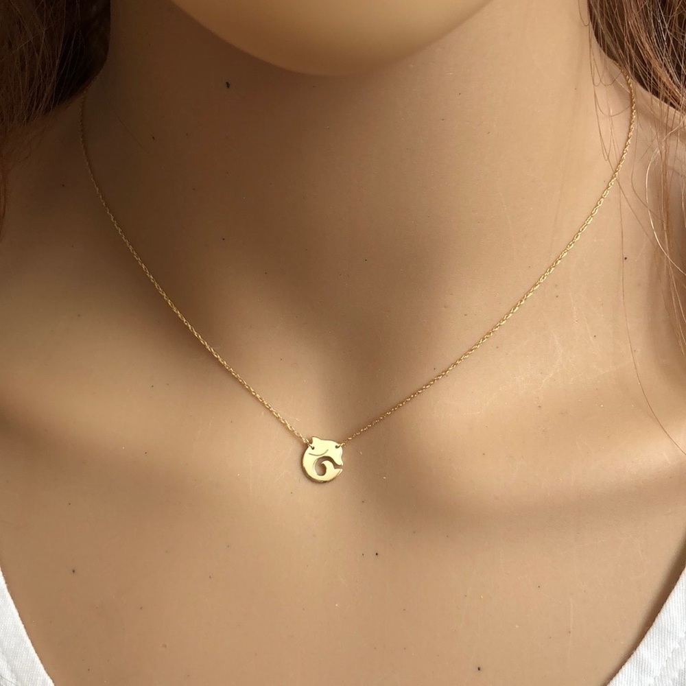 14K solid Yellow Gold Mini Dolphin Rope Chain Necklace